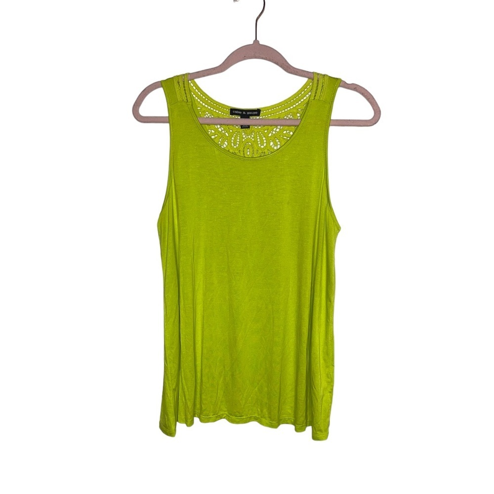 CABLE & GAUGE Lime Green Tank with Cutout Back M NWOT - Picture 3 of 7